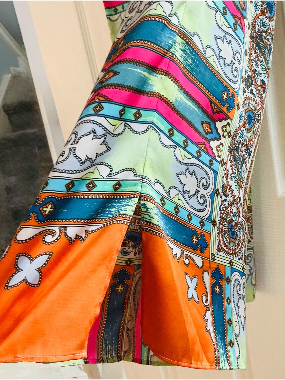 Chico’s Hypnotic Bold Print Power Pant Palazzo Silky Fluid Flare Leg Breezy SZ 0 - Picture 4 of 9